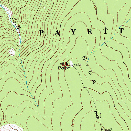 Topographic Map of Hida Point, ID