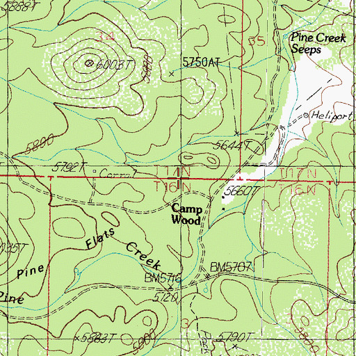 Topographic Map of Camp Wood Ranger Guard Station, AZ