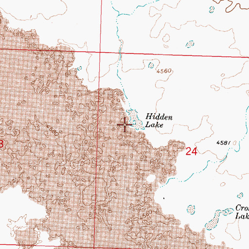 Topographic Map of Hidden Lake, ID