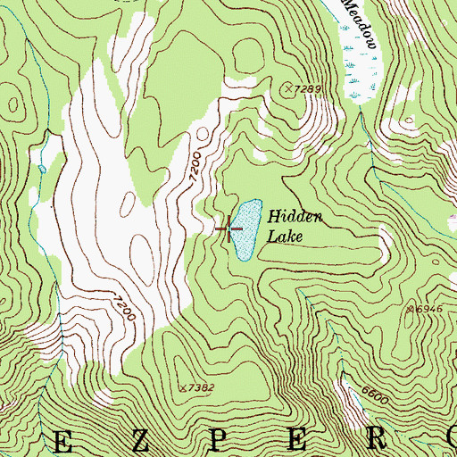 Topographic Map of Hidden Lake, ID