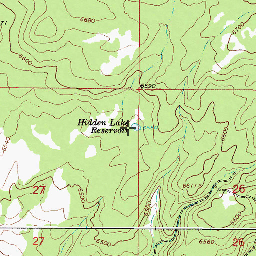Topographic Map of Hidden Lake Reservoir, ID