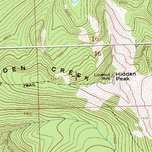 Topographic Map of Hidden Peak, ID