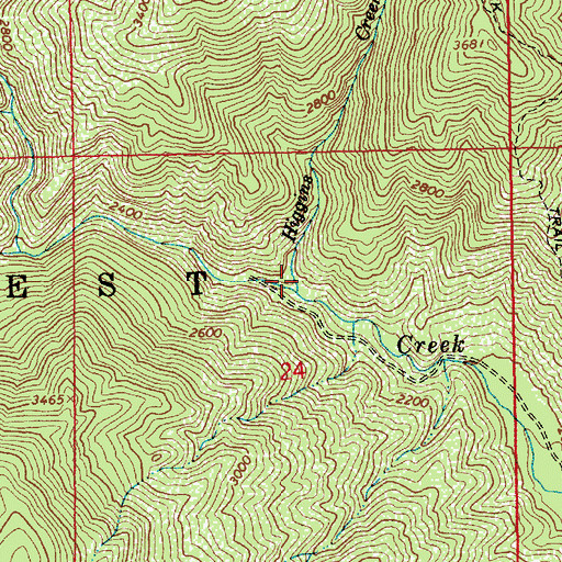 Topographic Map of Higgins Creek, ID