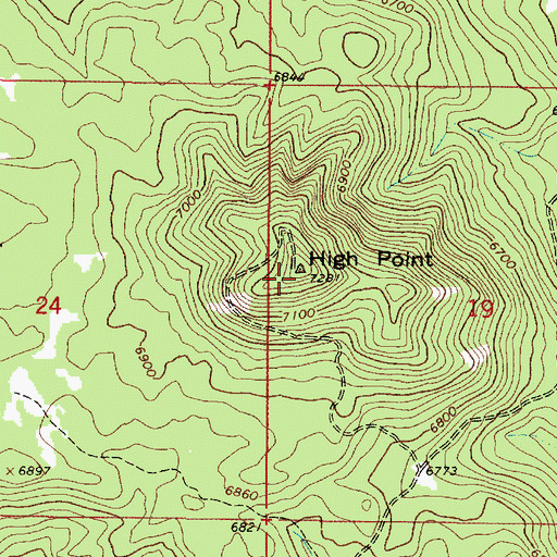 Topographic Map of High Point, ID