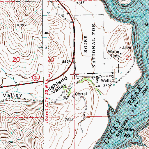 Topographic Map of Highland Valley, ID