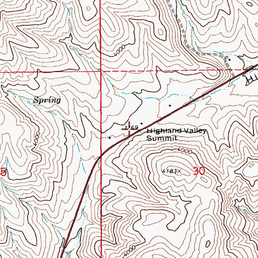Topographic Map of Highland Valley Summit, ID