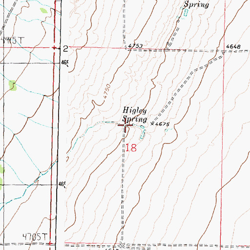 Topographic Map of Higley Spring, ID