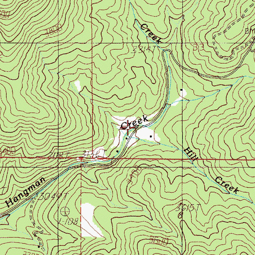 Topographic Map of Hill Creek, ID