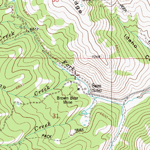 Topographic Map of Hillman Creek, ID