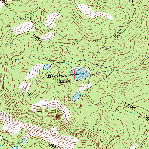 Topographic Map of Hindman Lake, ID