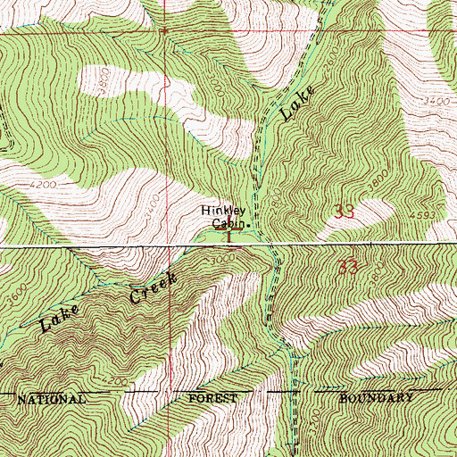Topographic Map of Hinkley Cabin, ID