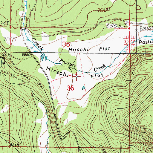 Topographic Map of Hirschi Flat, ID