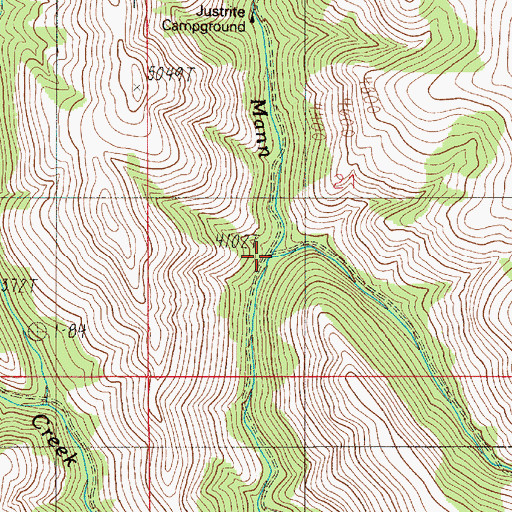 Topographic Map of Hitt Creek, ID