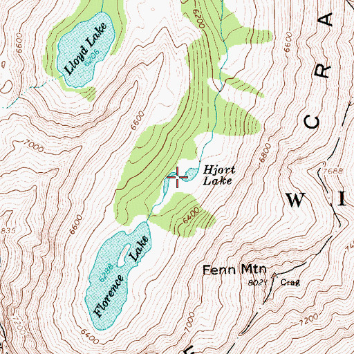 Topographic Map of Hjort Lake, ID