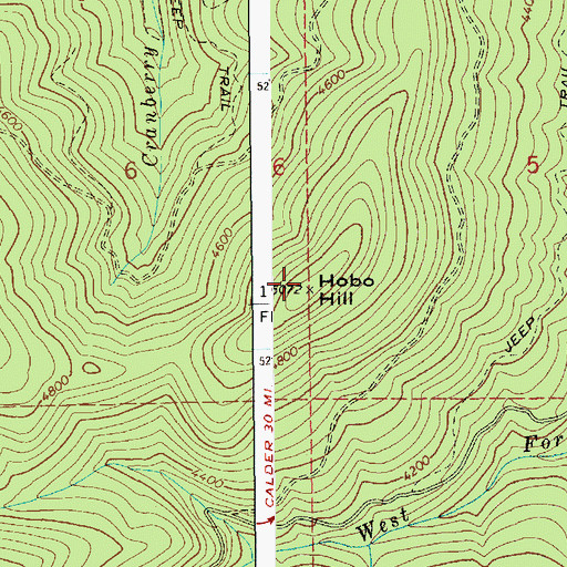 Topographic Map of Hobo Hill, ID