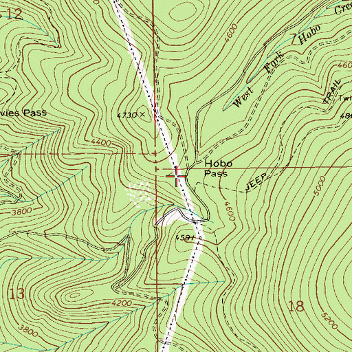 Topographic Map of Hobo Pass, ID