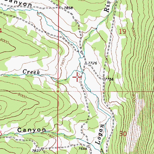 Topographic Map of Hodge Nibley Creek, ID