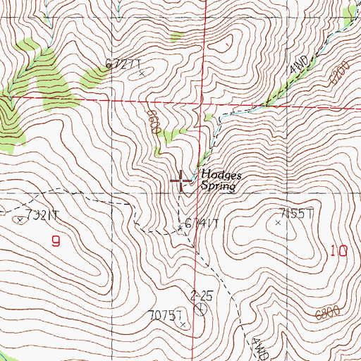Topographic Map of Hodges Spring, ID