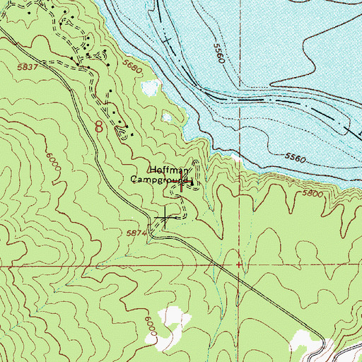 Topographic Map of Hoffman Campground, ID