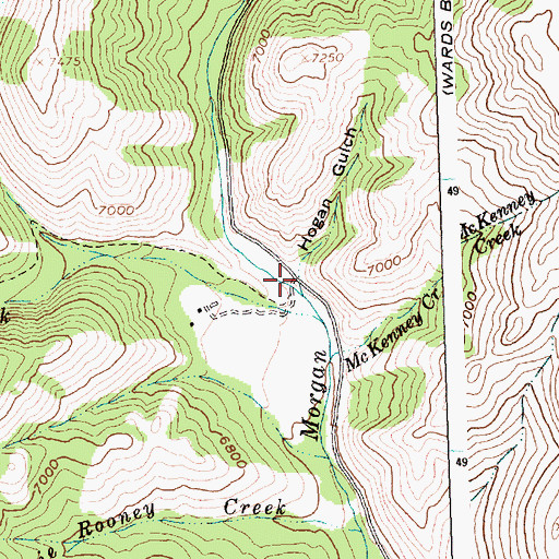 Topographic Map of Hogan Gulch, ID
