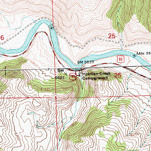 Topographic Map of Holman Creek Campground, ID