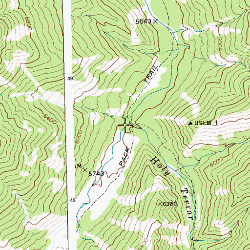 Topographic Map of Holy Terror Creek, ID