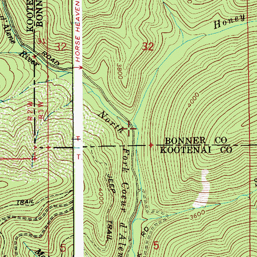 Topographic Map of Honey Creek, ID