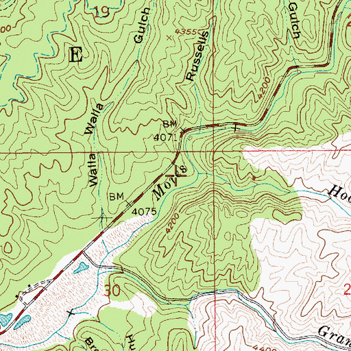 Topographic Map of Hoodoo Creek, ID