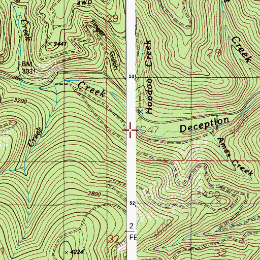 Topographic Map of Hoodoo Creek, ID