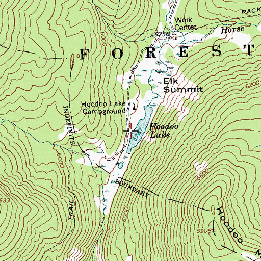 Topographic Map of Hoodoo Lake, ID