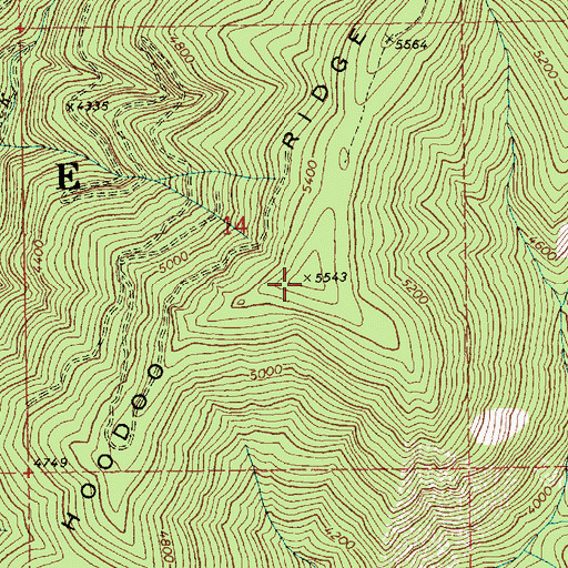 Topographic Map of Hoodoo Ridge, ID
