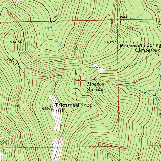 Topographic Map of Hoodoo Spring, ID