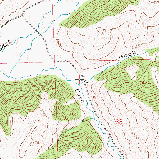 Topographic Map of Hook Draw, ID