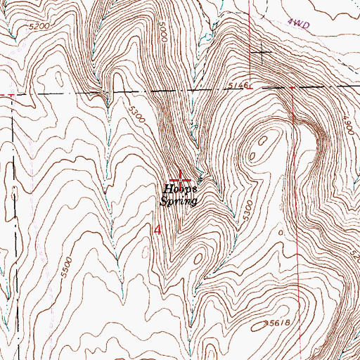 Topographic Map of Hoops Spring, ID