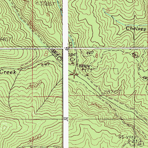 Topographic Map of Hope Creek, ID