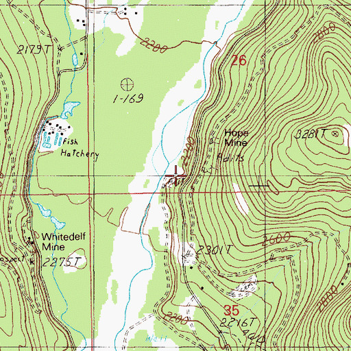 Topographic Map of Hope Mine, ID