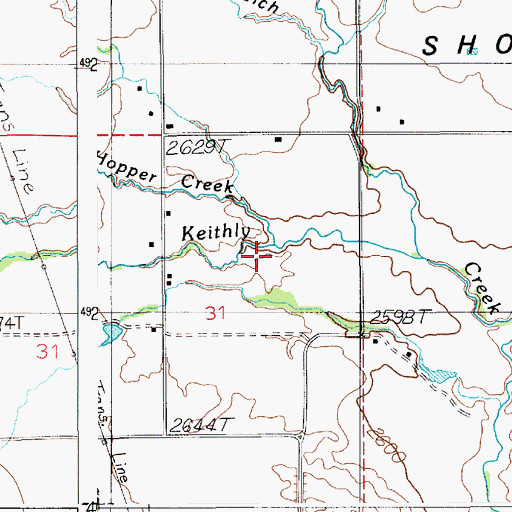 Topographic Map of Hopper Creek, ID