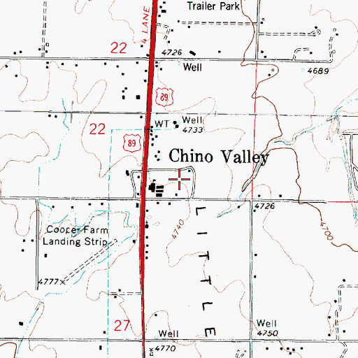 Topographic Map of Chino Valley High School, AZ