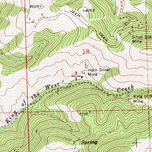 Topographic Map of Horn Silver Mine, ID