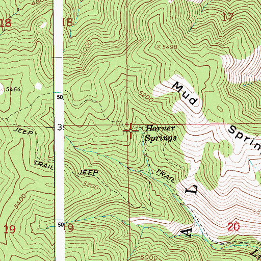 Topographic Map of Horner Springs, ID