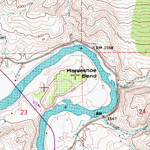 Topographic Map of Horseshoe Bend, ID