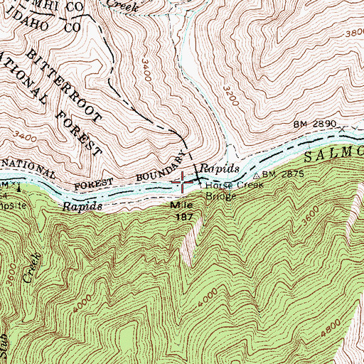 Topographic Map of Horse Creek Bridge, ID