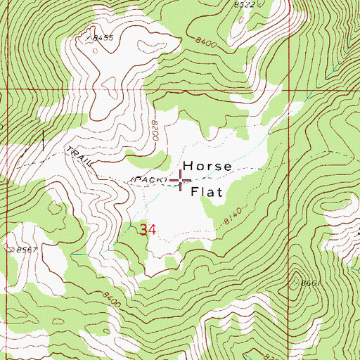 Topographic Map of Horse Flat, ID