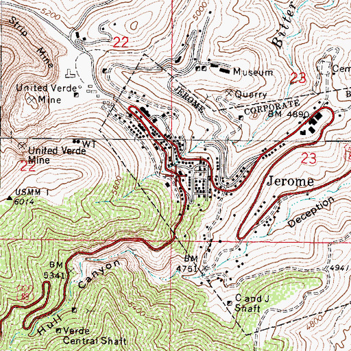 Topographic Map of Clark Street School, AZ