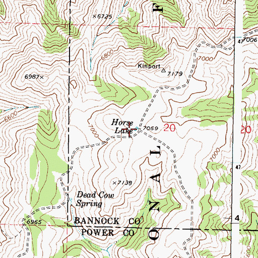 Topographic Map of Horse Lake, ID