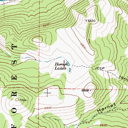 Topographic Map of Horse Lakes, ID