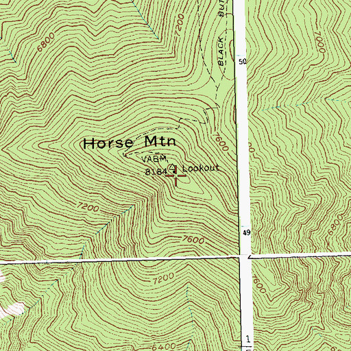 Topographic Map of Horse Mountain, ID