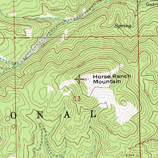 Topographic Map of Horse Ranch Mountain, ID