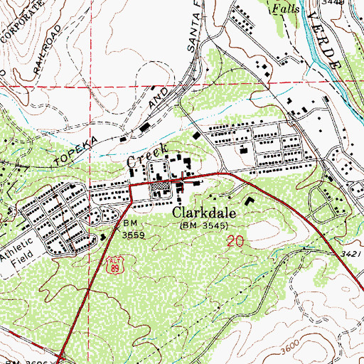 Topographic Map of Clarkdale Junior High School, AZ