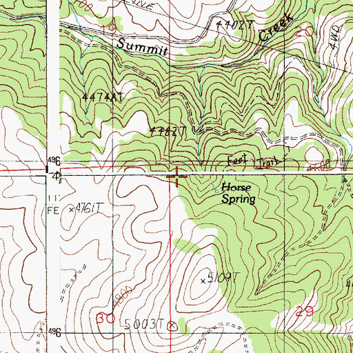 Topographic Map of Horse Spring, ID